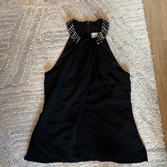 Eliza J Black Sleeveless Top with Embellished Neckline - Picture 1 of 3